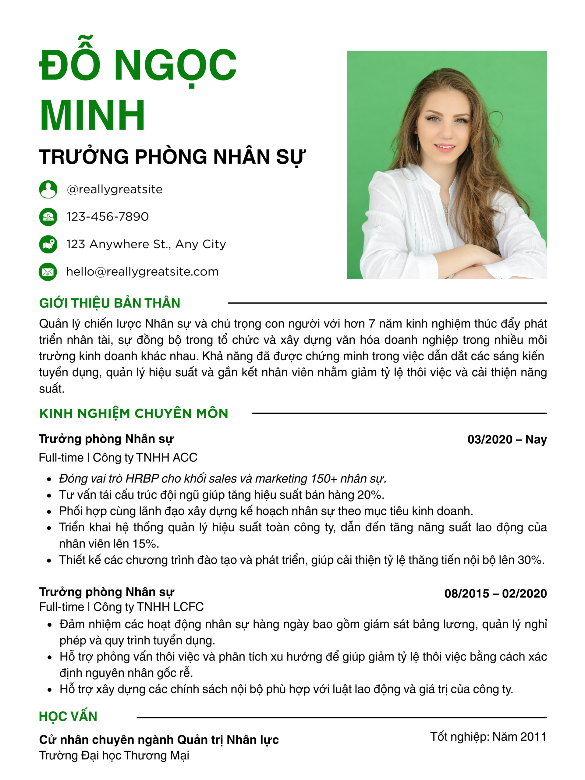 Mẫu CV chuyên biệt cho mảng HRBP
