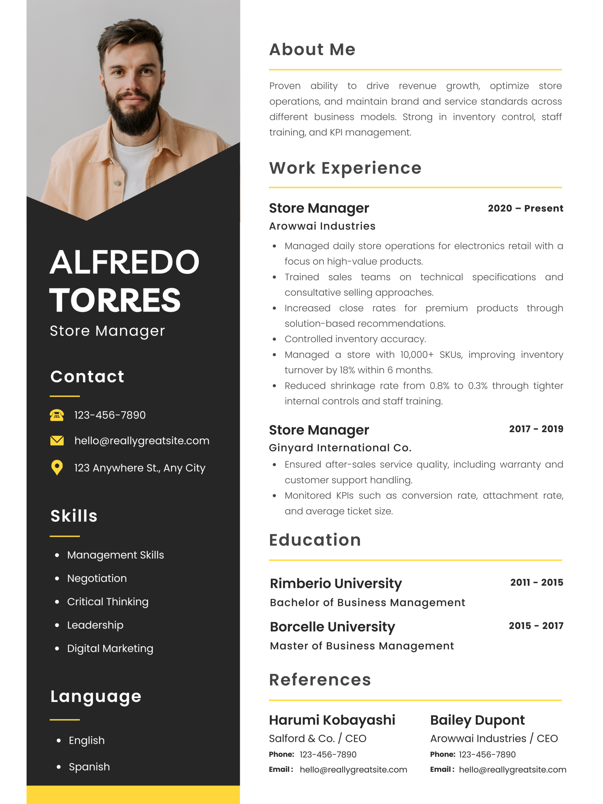 Mẫu CV dành cho quản lý siêu thị_điện máy_tiện lợi