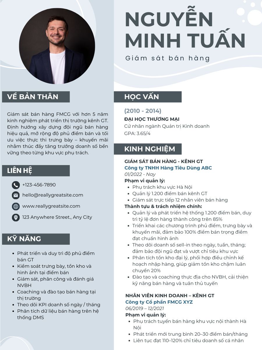 Mẫu CV giám sát bán hàng tiêu dùng nhanh (FMCG)