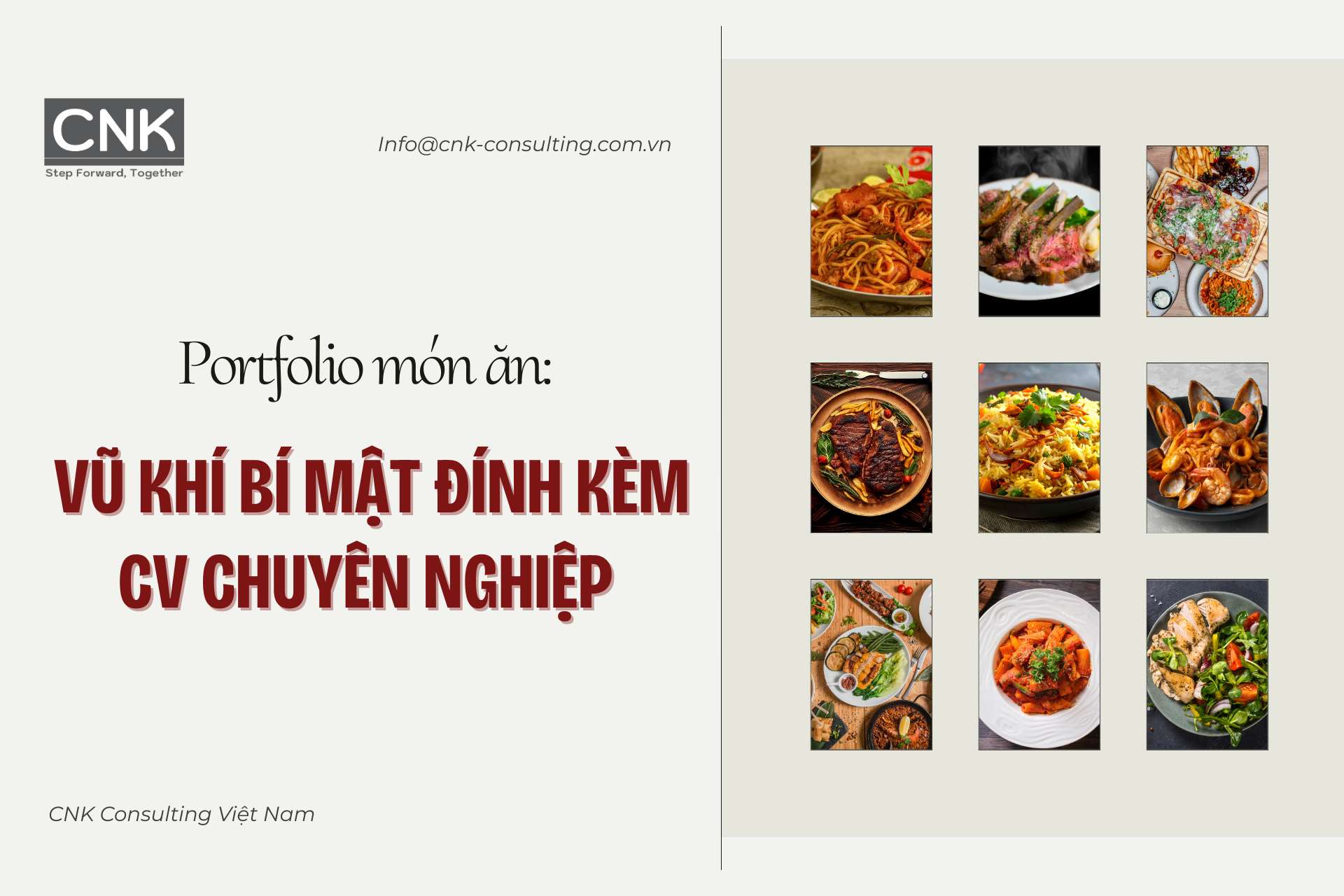 Portfolio mon an Vu khi bi mat dinh kem CV chuyen nghiep