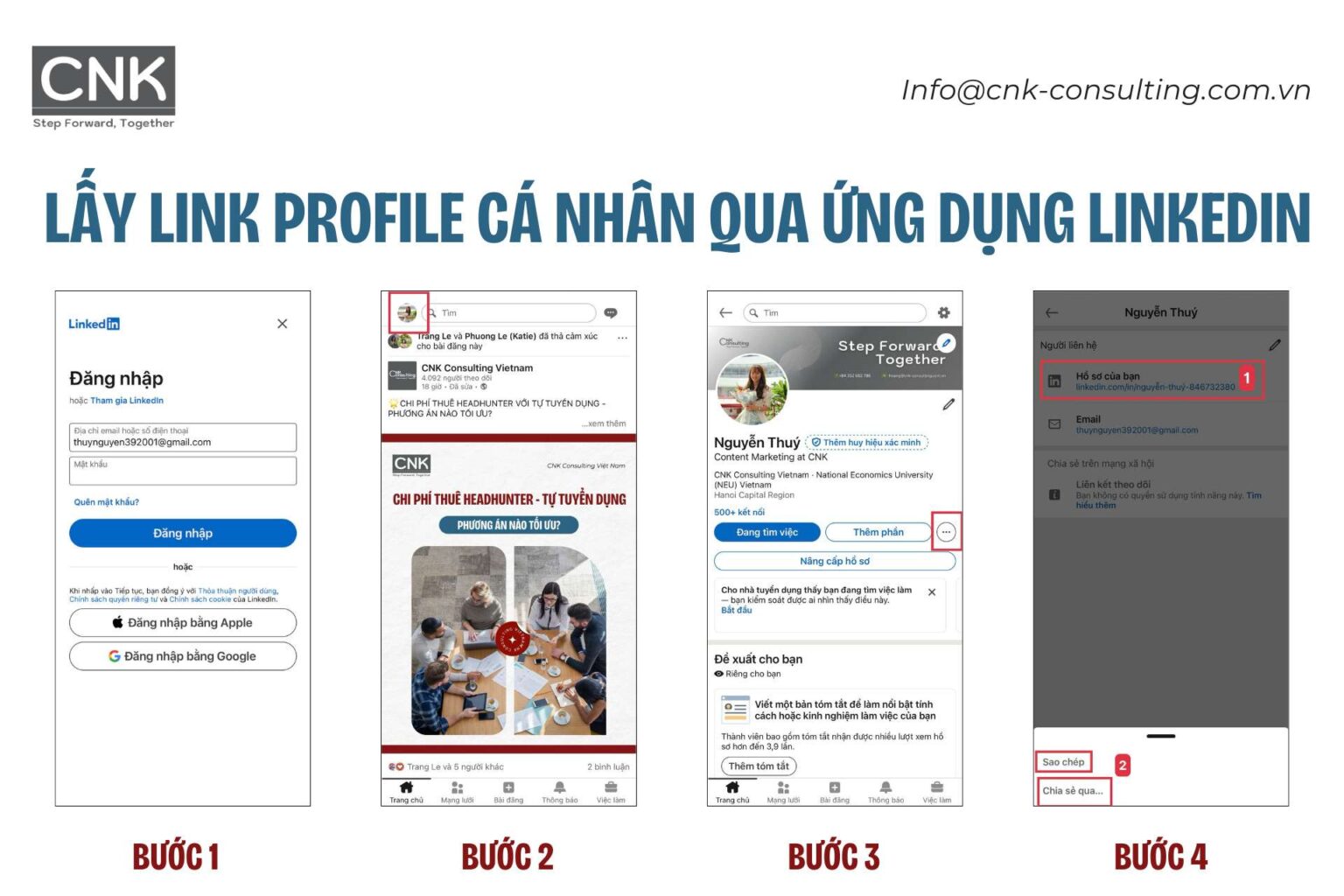 Cách lấy link linkedin cá nhân chia sẻ trong 3 giây.