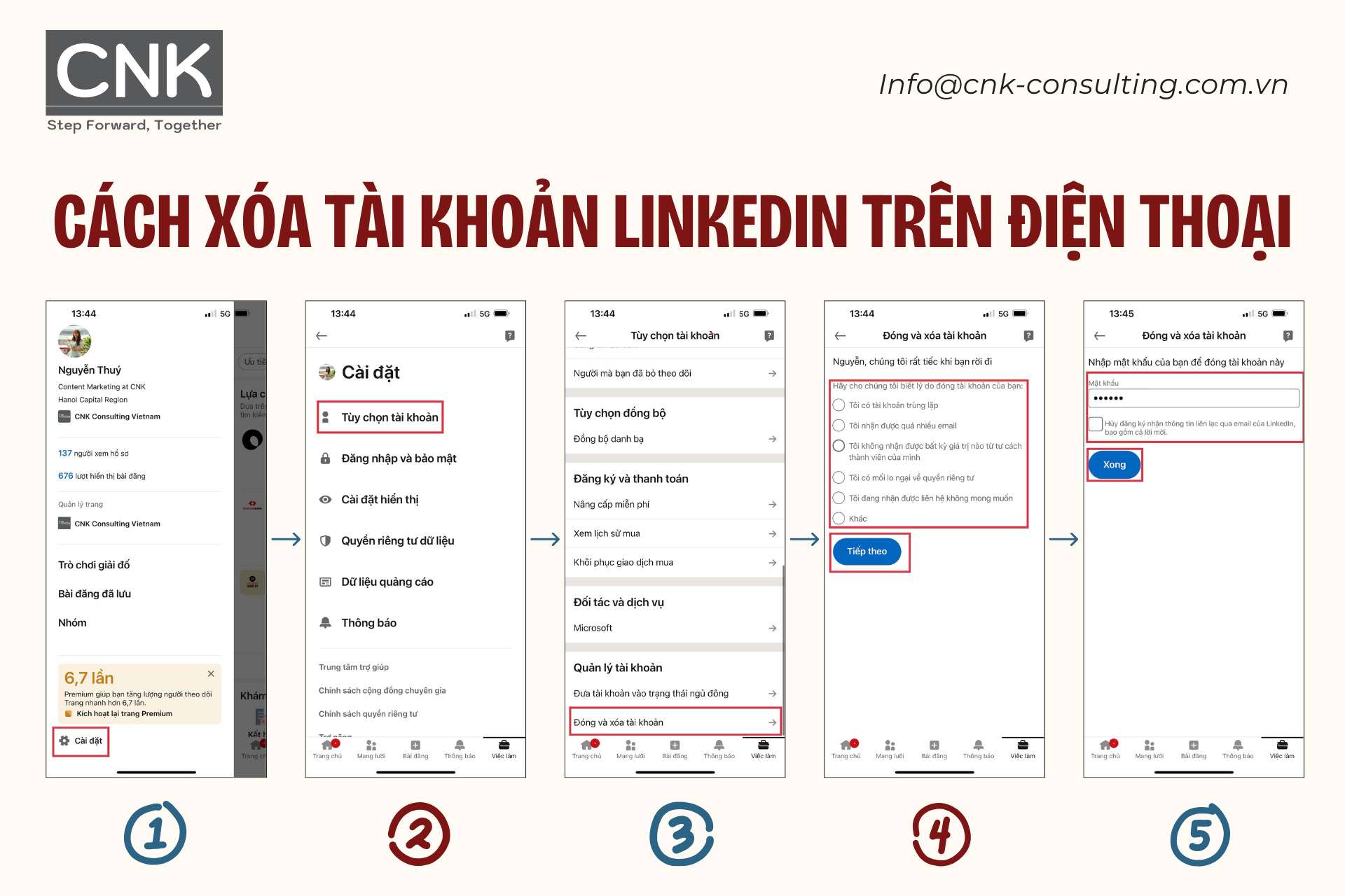 Cach xoa tai khoan LinkedIn tren dien thoai