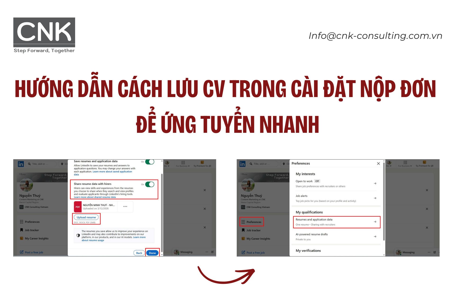 Hướng dẫn cách lưu CV trong cài đặt nộp đơn để ứng tuyển nhanh Hướng dẫn cách lưu CV trong cài đặt nộp đơn để ứng tuyển nhanh