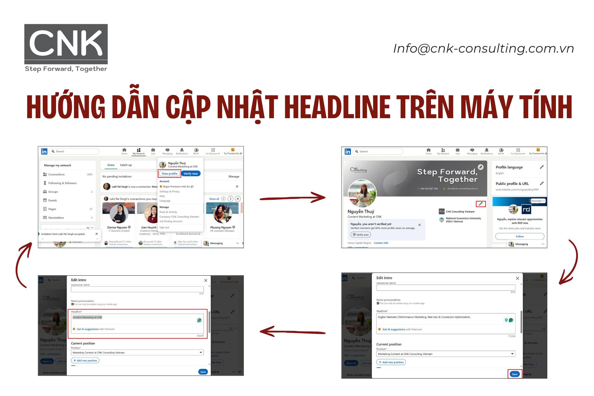 Hướng dẫn cập nhật headline trên máy tính